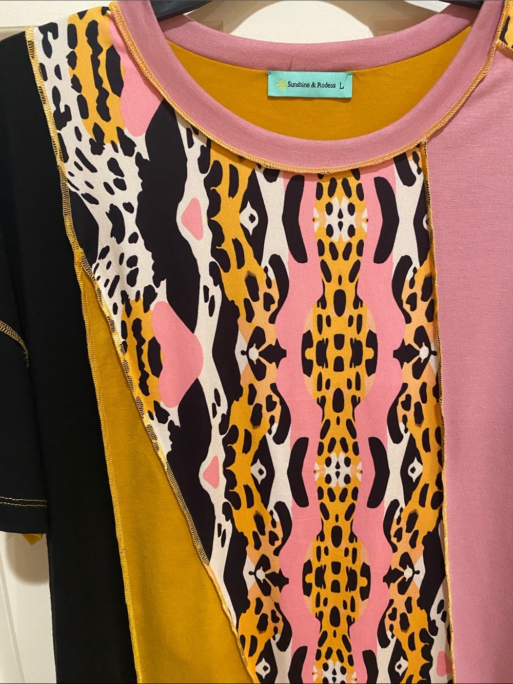 Santana Row Pink Multi-Panel Short Sleeve Blouse - Picture 3 of 4